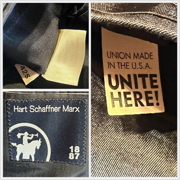 Vintage Hart Schaffner Marx 42S Navy Blue Blazer Silver Tone Crest Buttons - Picture 12 of 12